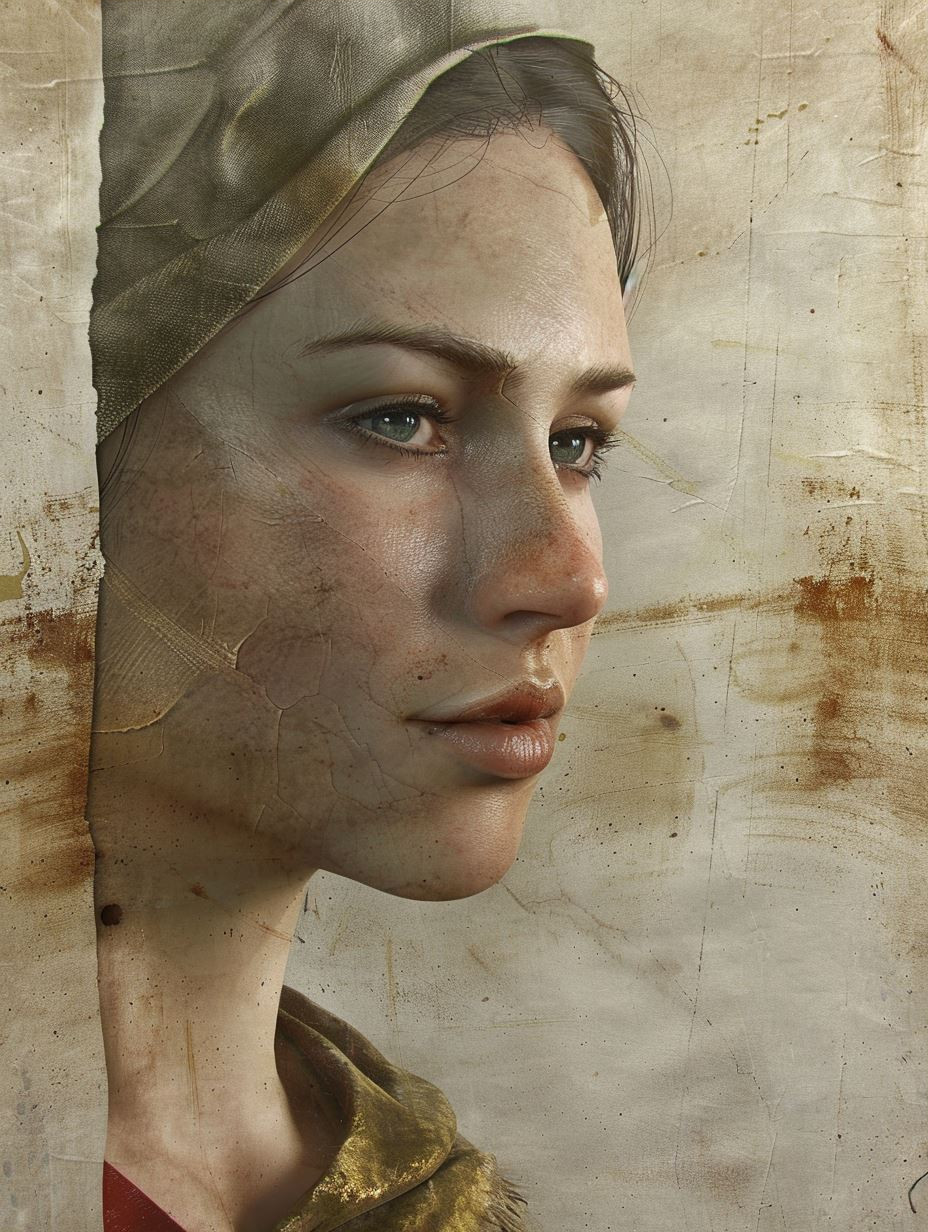Ancient Parchment Portrait Study - Image 3