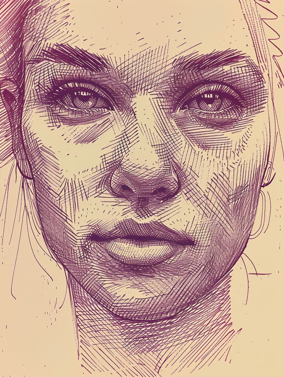 Violet Etched Portrait Study - Image 2