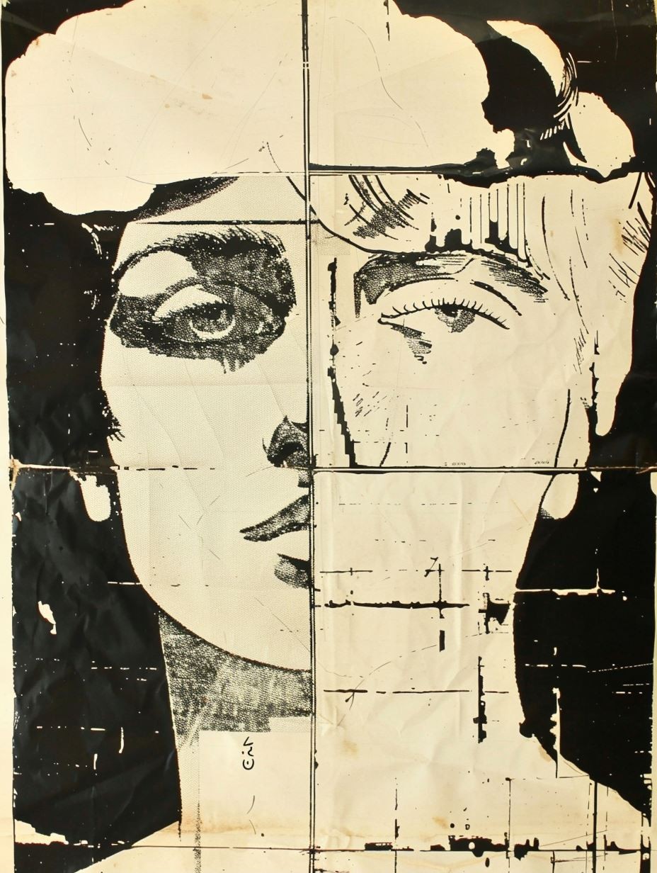 Vintage Distressed Pop Art Portrait