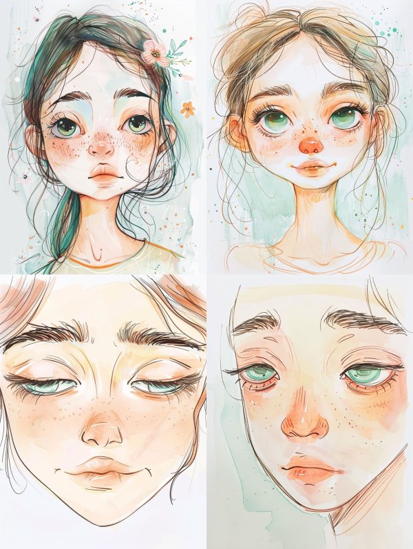 Whimsical Watercolor Portraits of Ethereal Girls