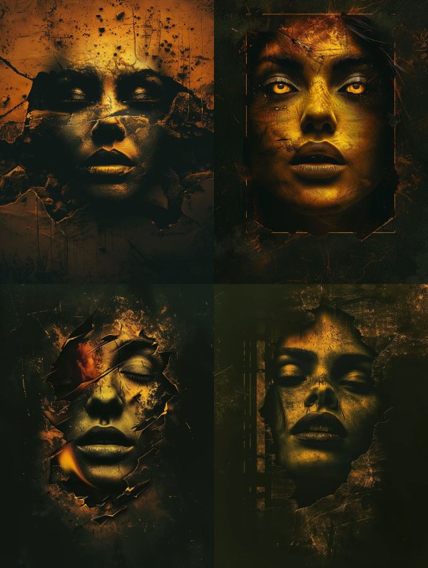 Golden Shadows of Ethereal Faces