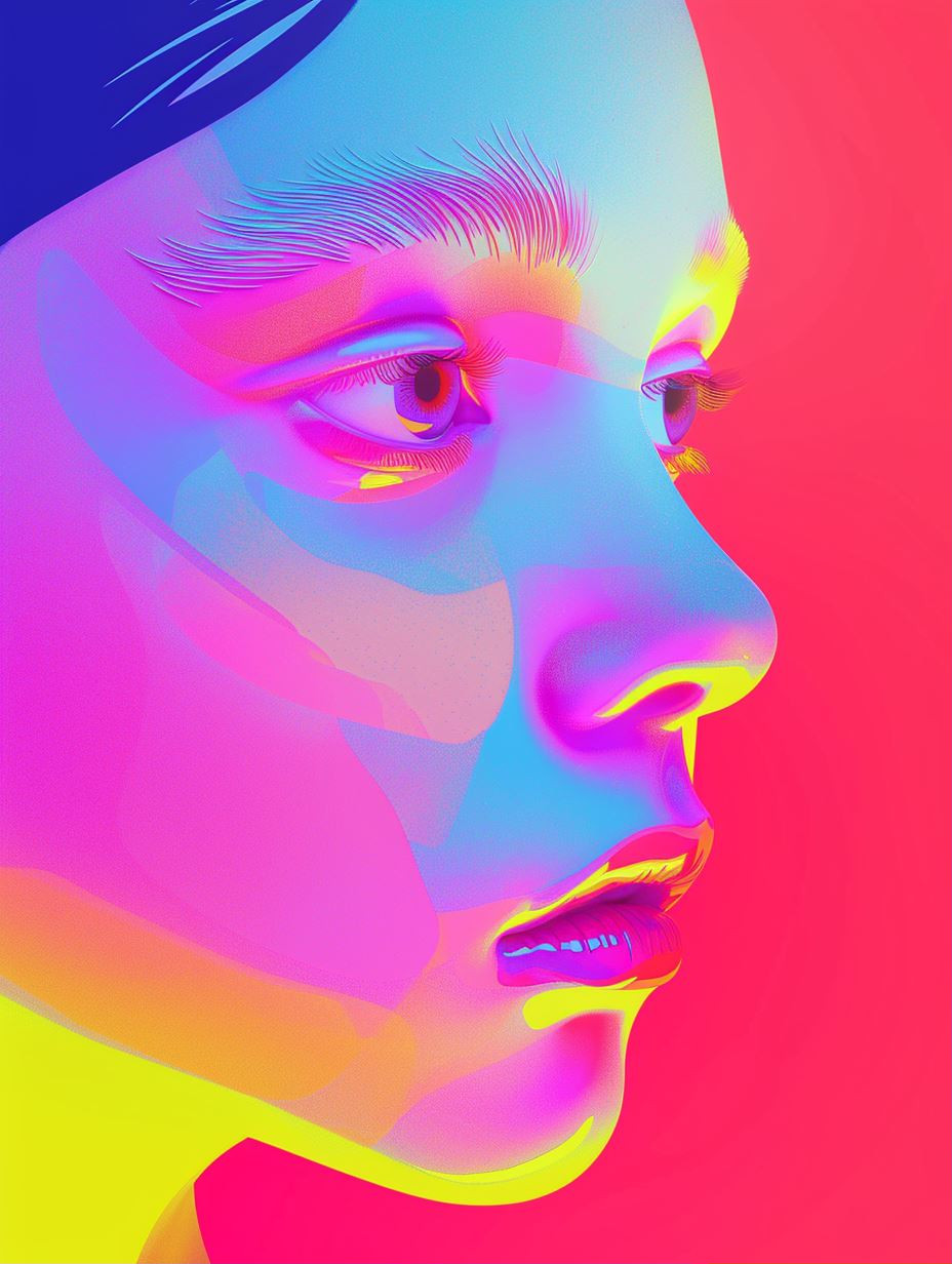 Neon Visions: A Quad-Portrait Study - Image 1