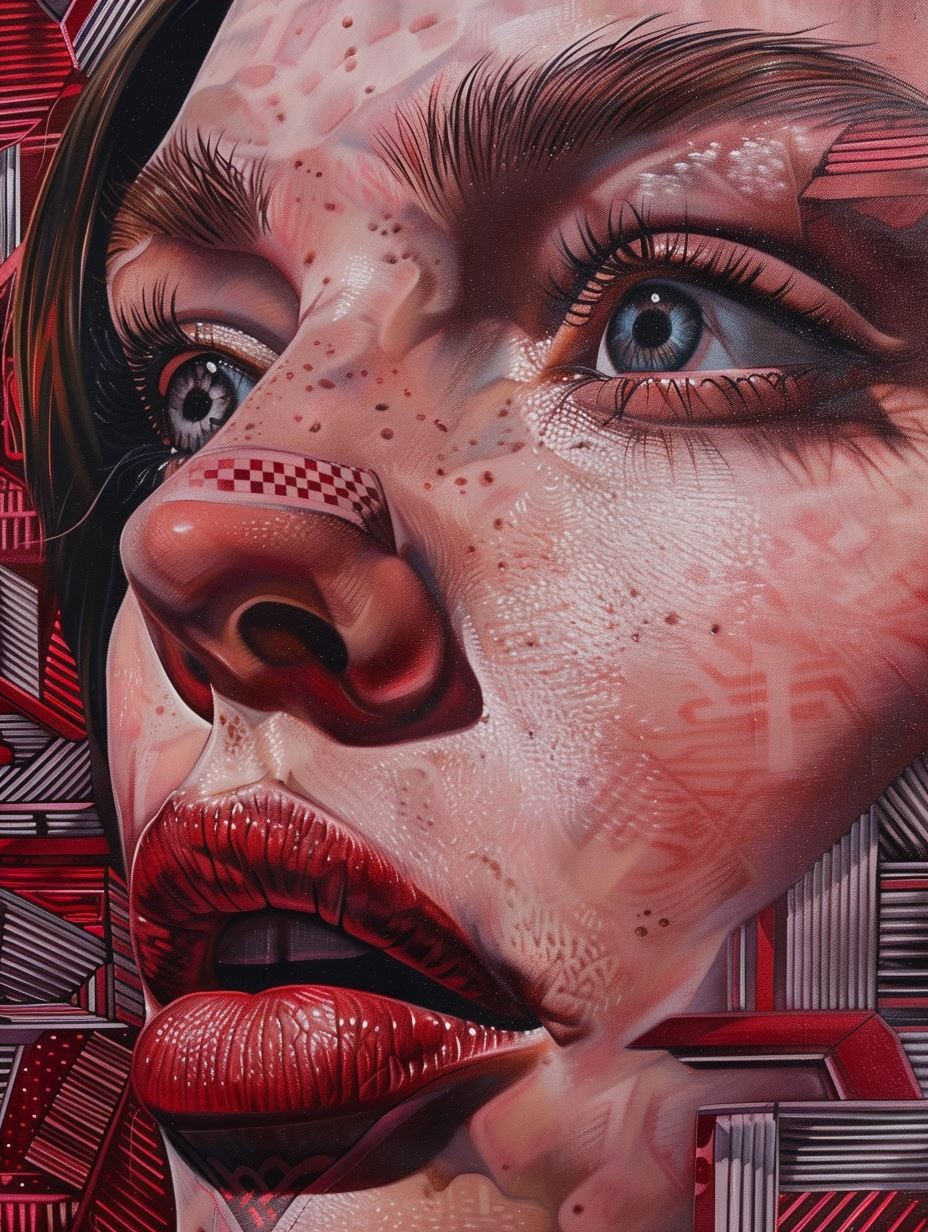 Crimson Geometric Portrait Study - Image 3