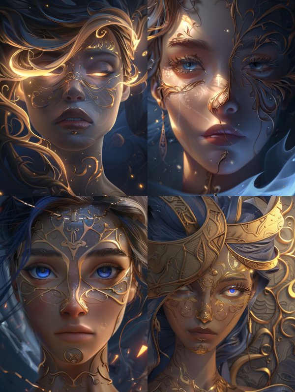 Ethereal Golden Celestial Portraits
