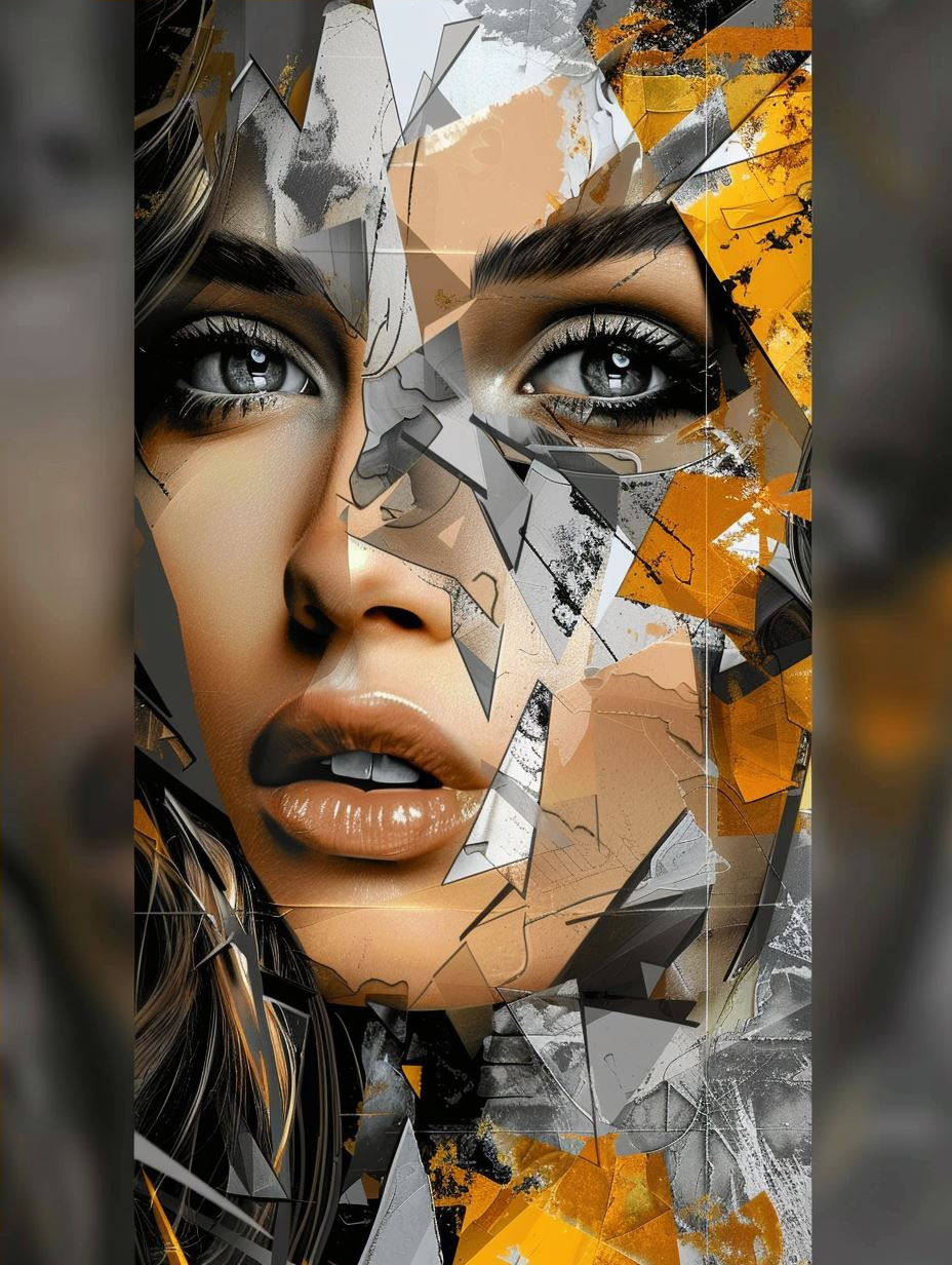 Fragmented Gaze in Golden Ochre - Image 4