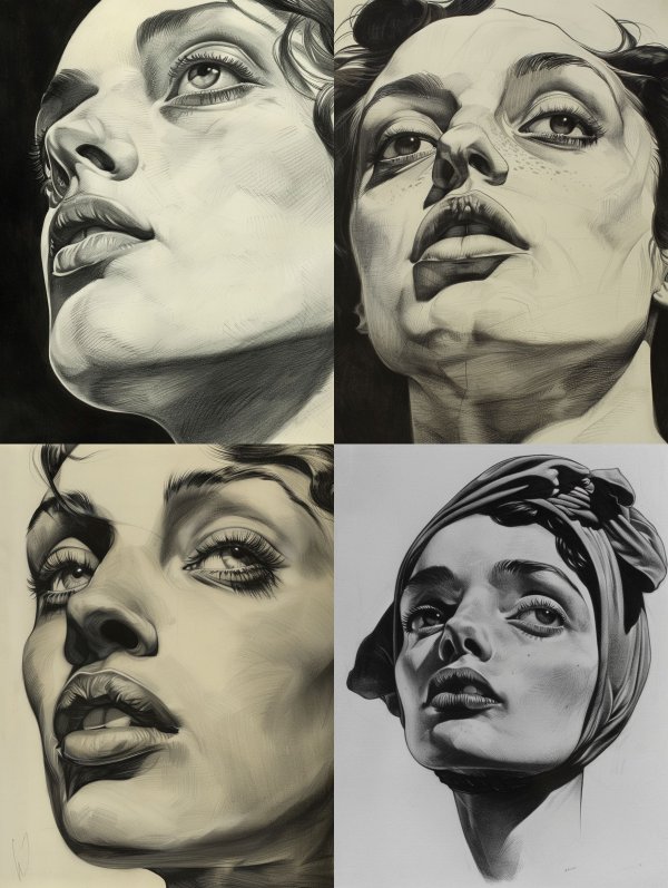 Ethereal Gazes in Charcoal