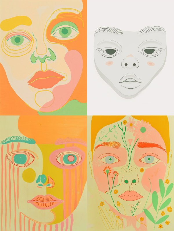 Abstract Faces in Vibrant Color