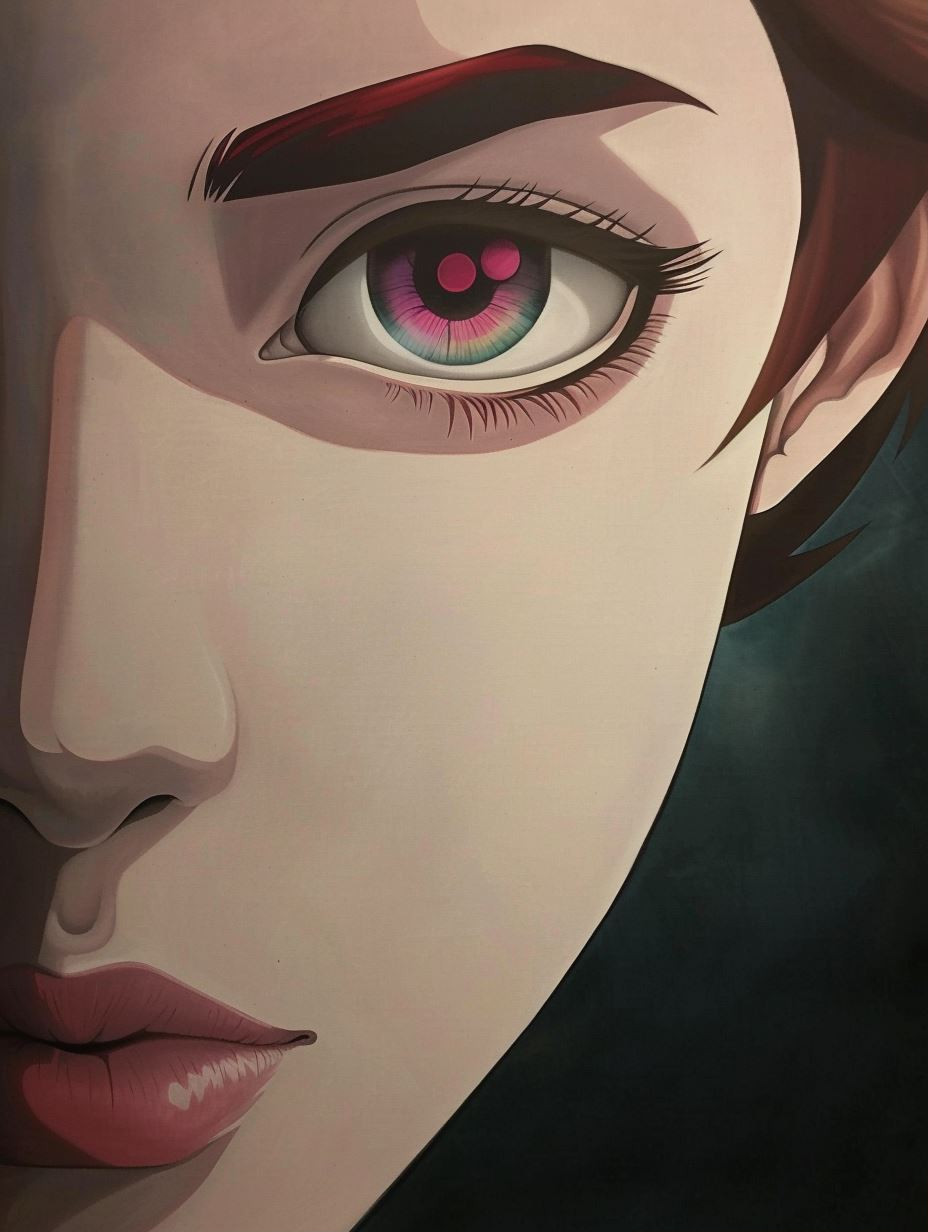 Ethereal Gaze of Neon Iris - Image 1