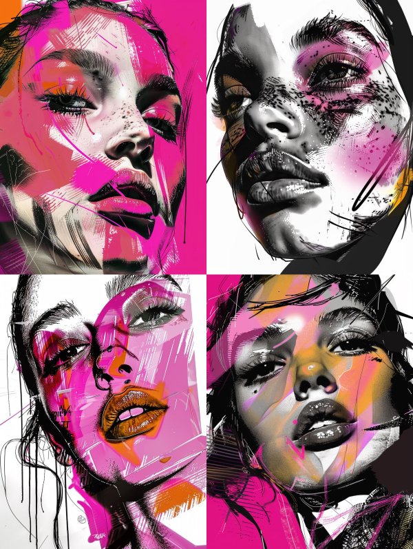 Neon Visions: Abstract Female Portraits