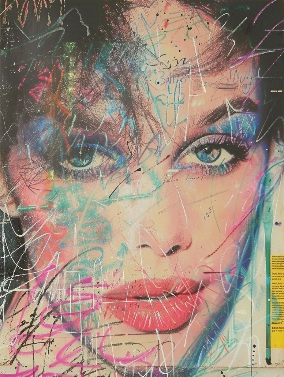 Neon Graffiti Portrait Fusion