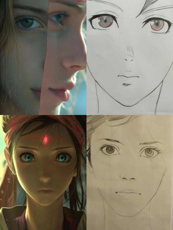 Digital Realism to Anime Sketch