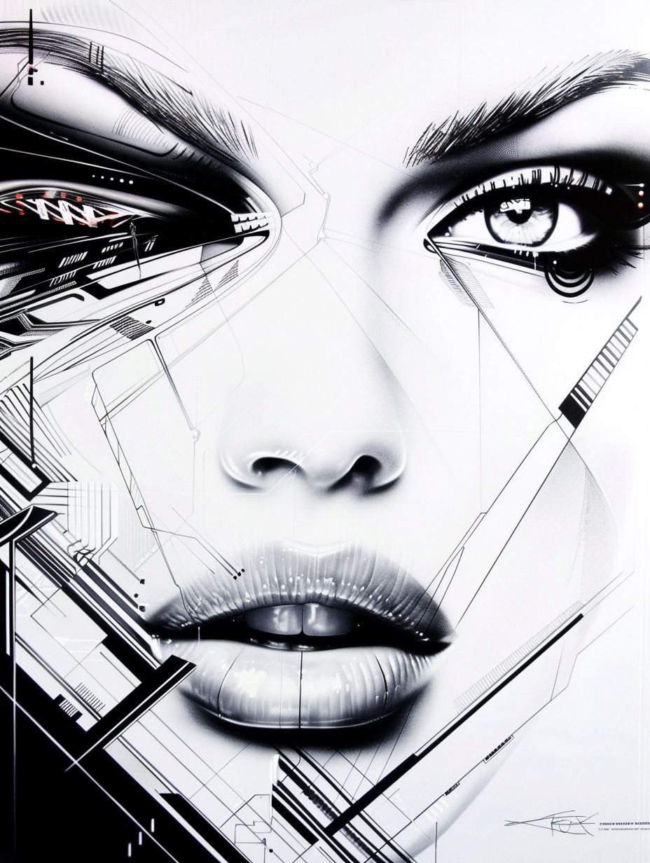 Cybernetic Elegance in Monochrome - Image 4