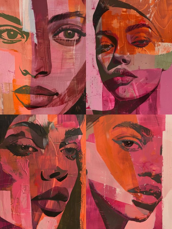 Abstract Crimson Portrait Study