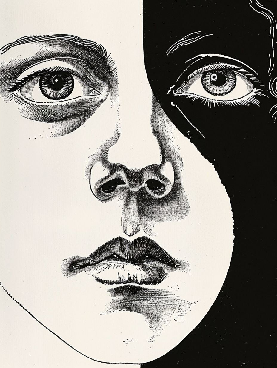 Surrealist Stippled Floral Portrait - Image 2