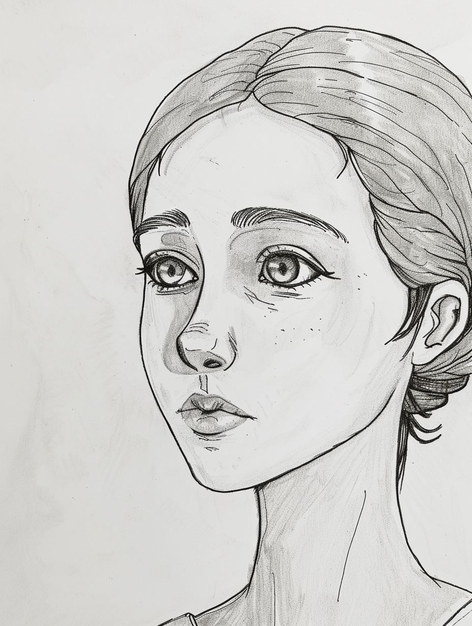 Elegant Graphite Female Portrait Studies - Image 3