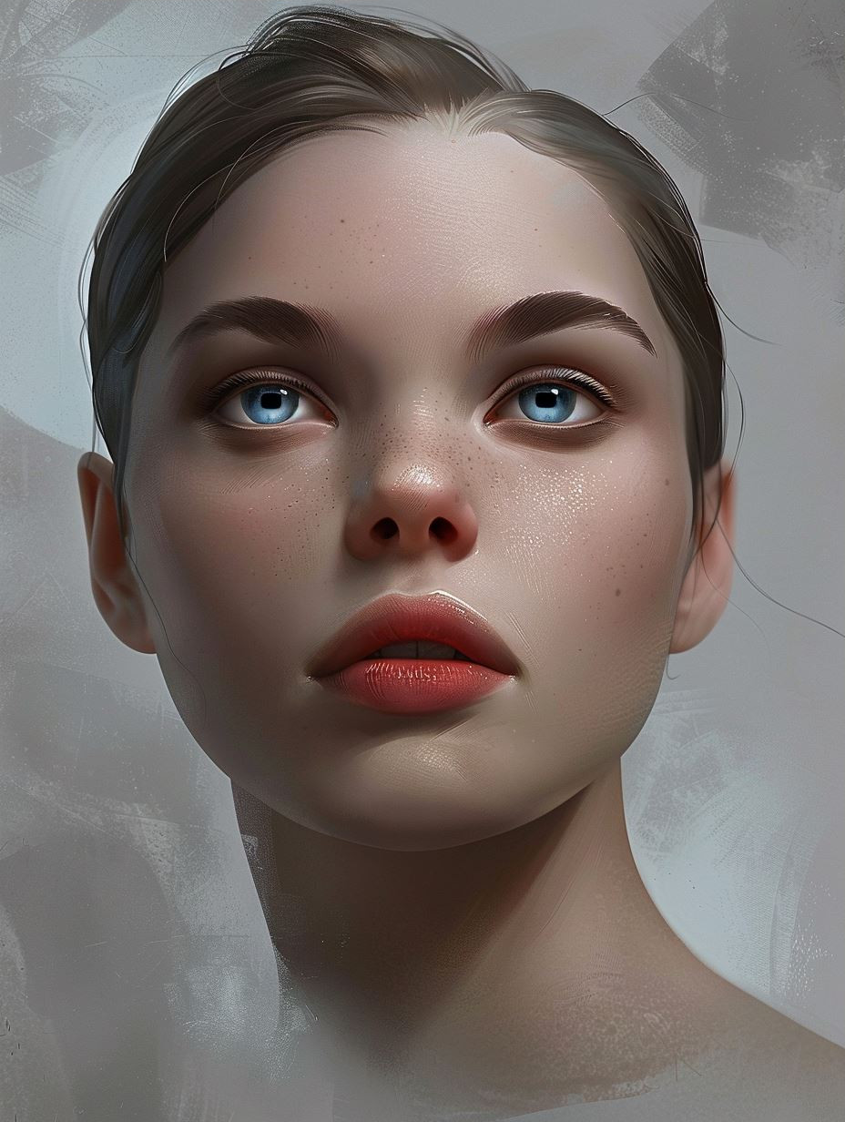 Ethereal Gaze in White Linen - Image 3