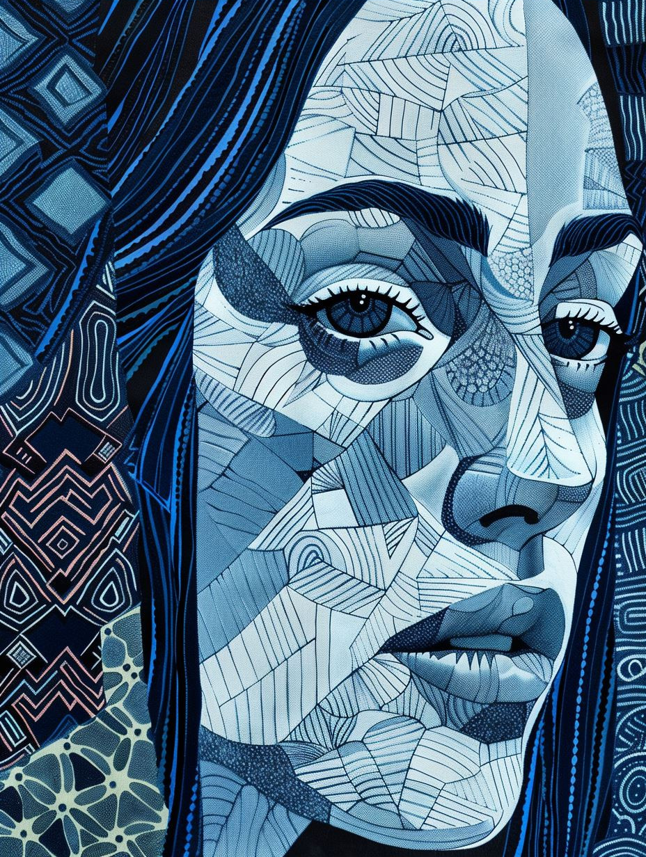 Fragmented Blue Mosaic Portraits - Image 3