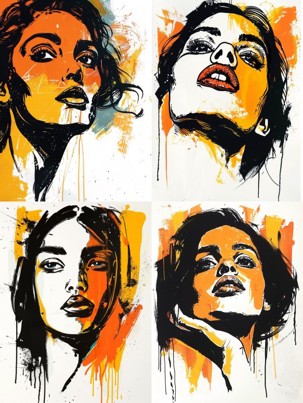 Golden Gaze Abstract Portraits