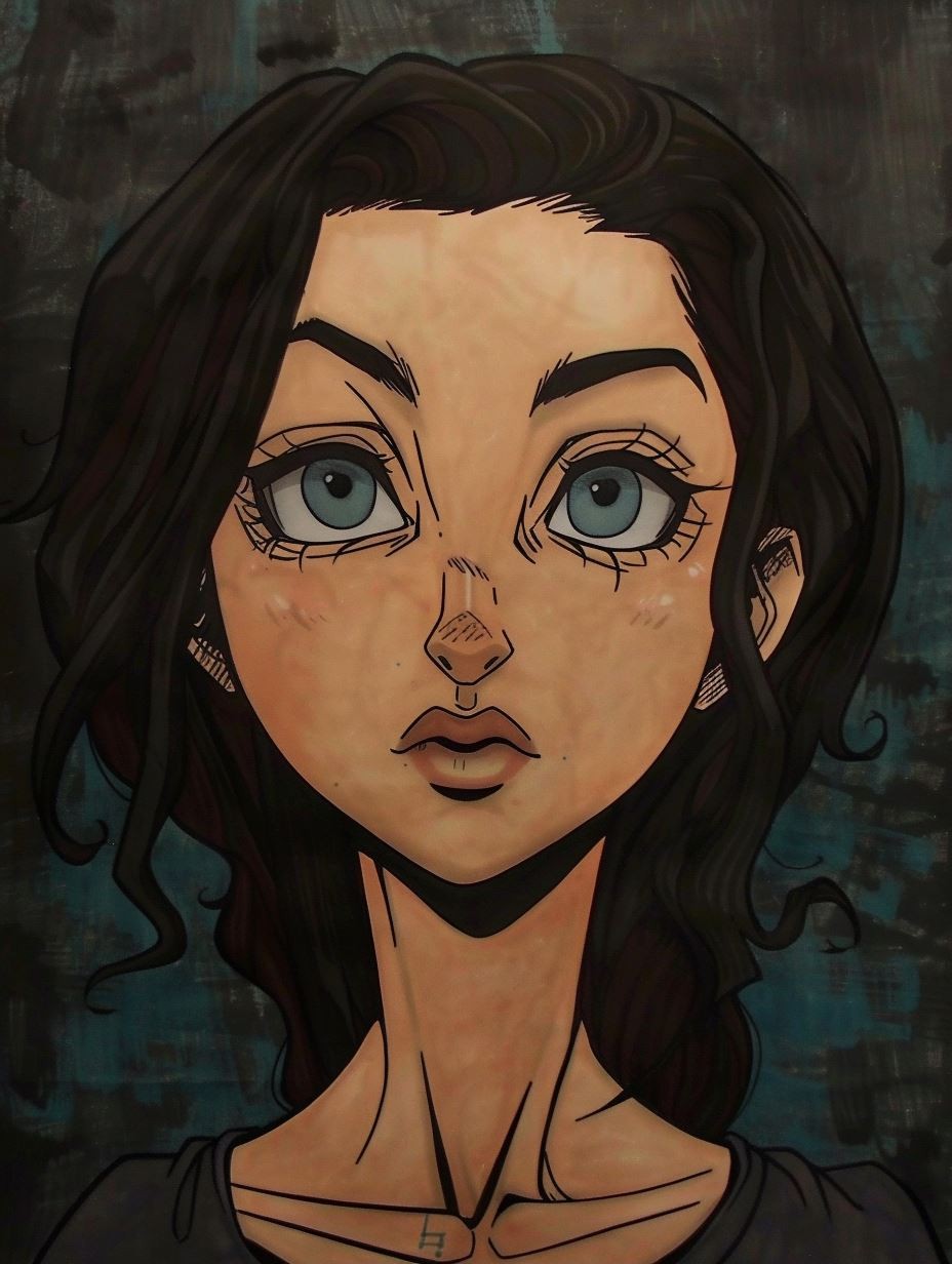 Melancholic Gaze in Ink - Image 1