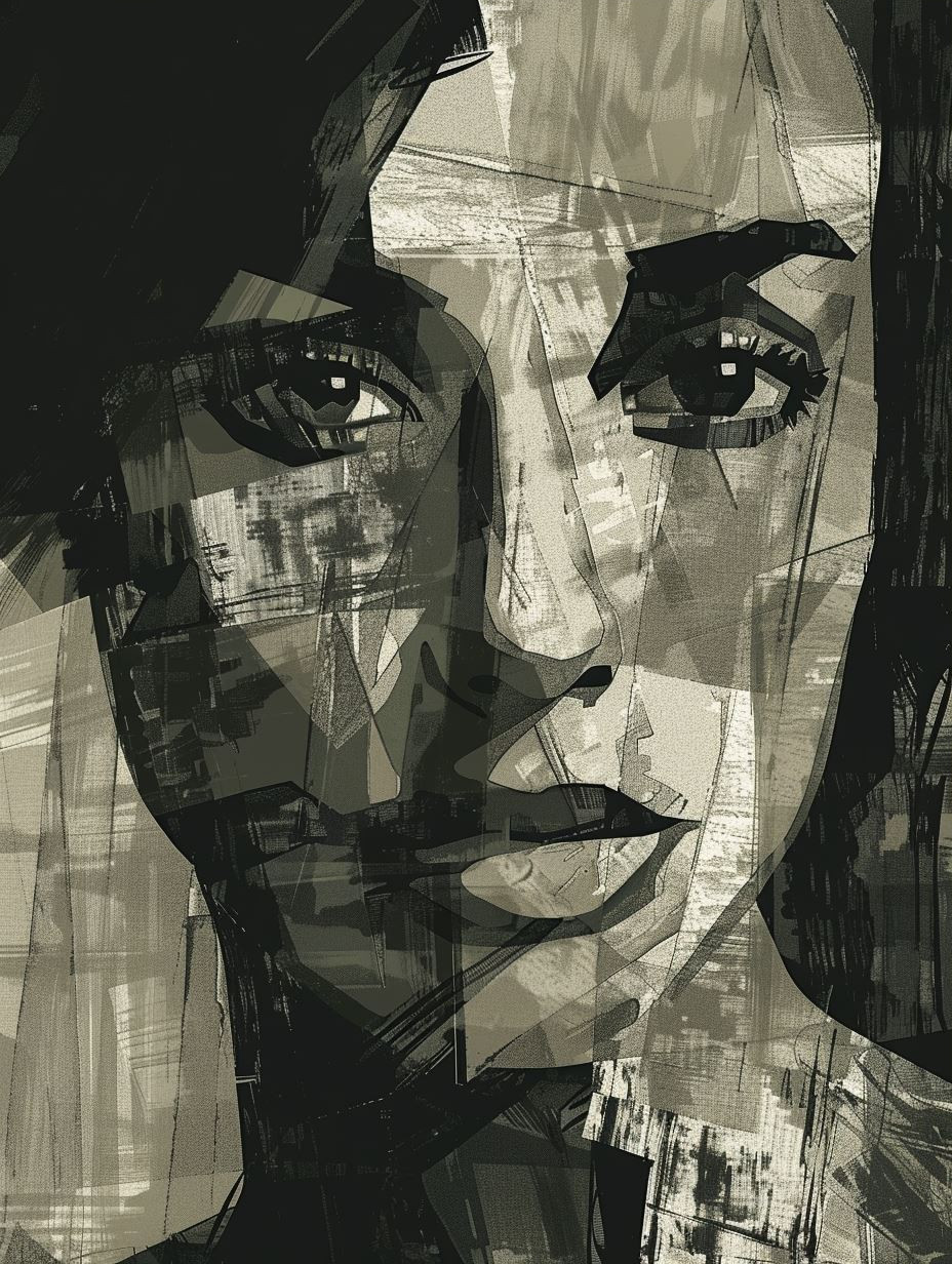 Fragmented Olive Geometric Portrait - Image 3