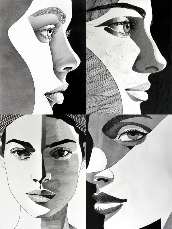 Surrealist Monochrome Facial Fragment