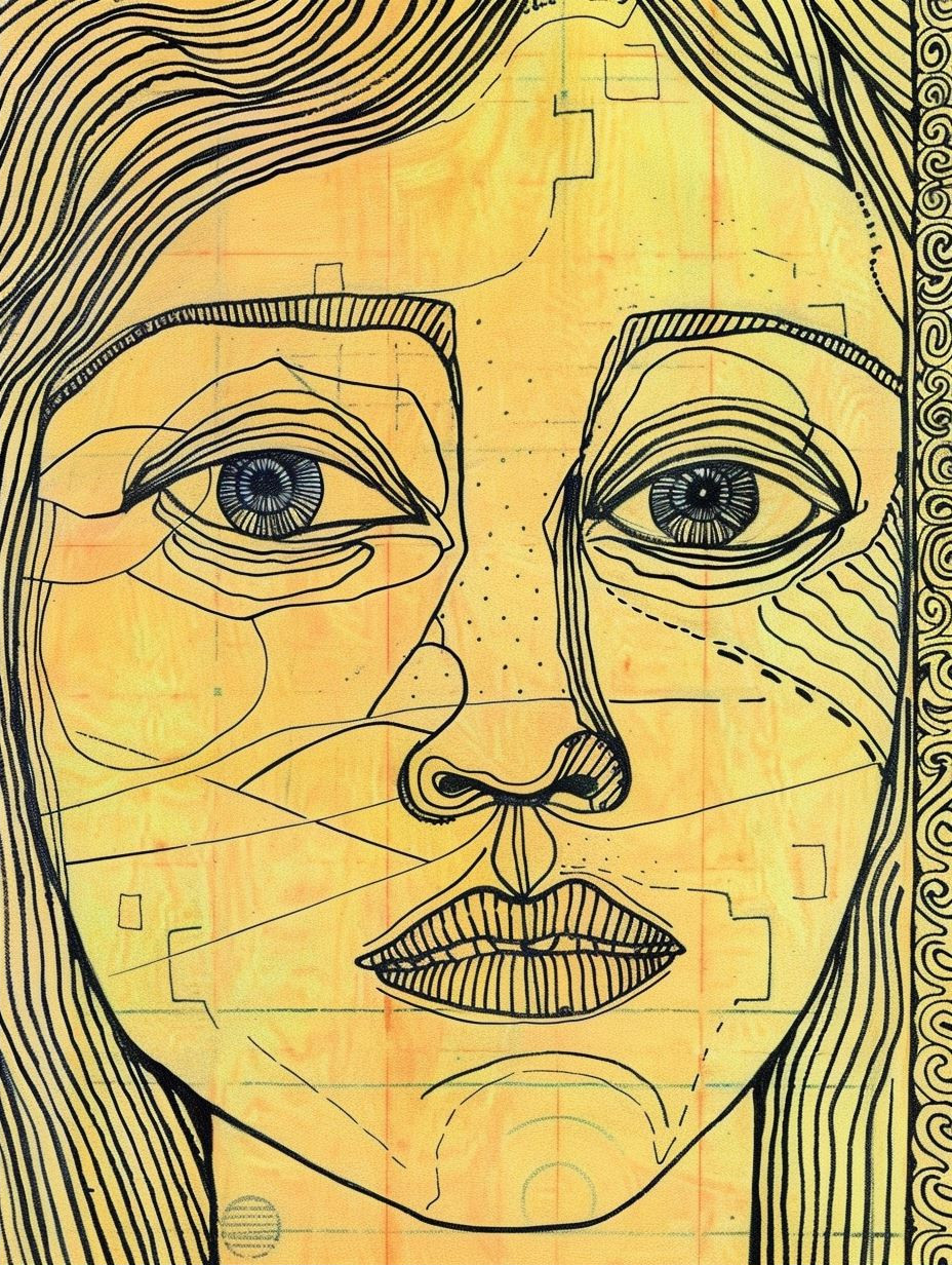 Intricate Linear Portrait Studies - Image 2