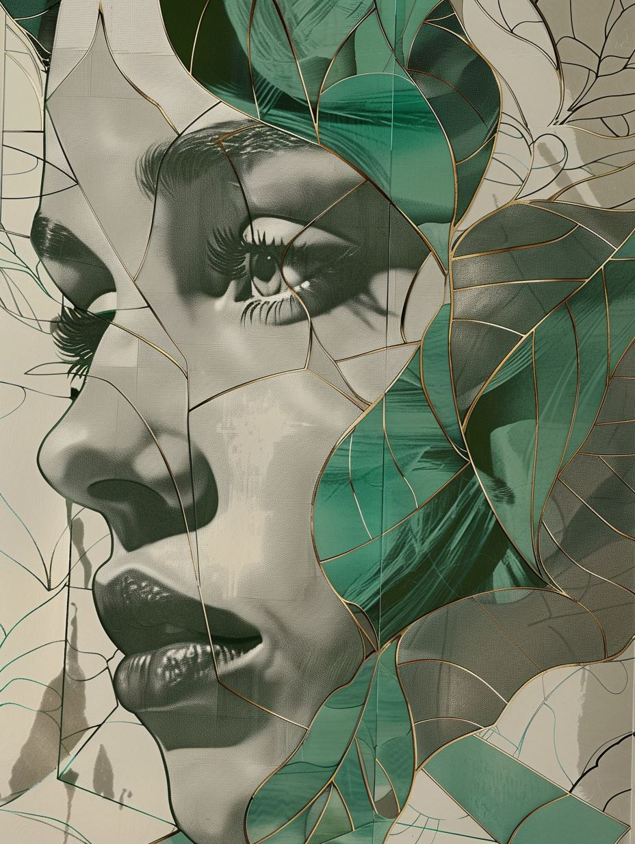 Fractured Emerald Botanical Portrait