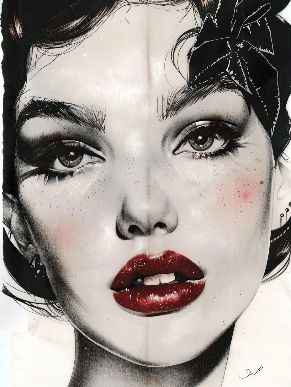 Noir Glamour Ink Portrait