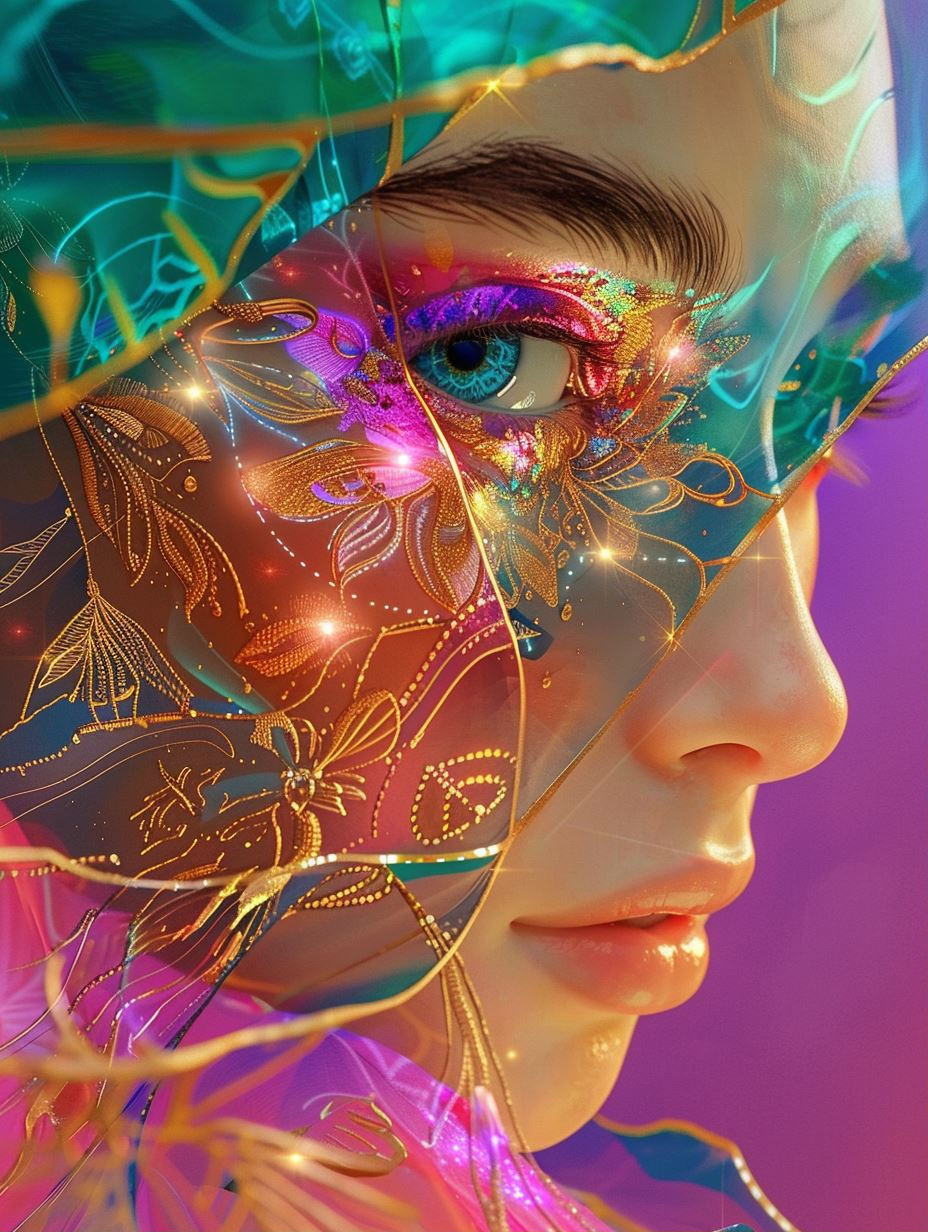 Ethereal Gilded Prism Portrait