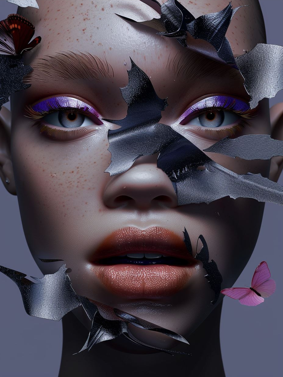 Fragmented Obsidian Beauty Portrait - Image 3