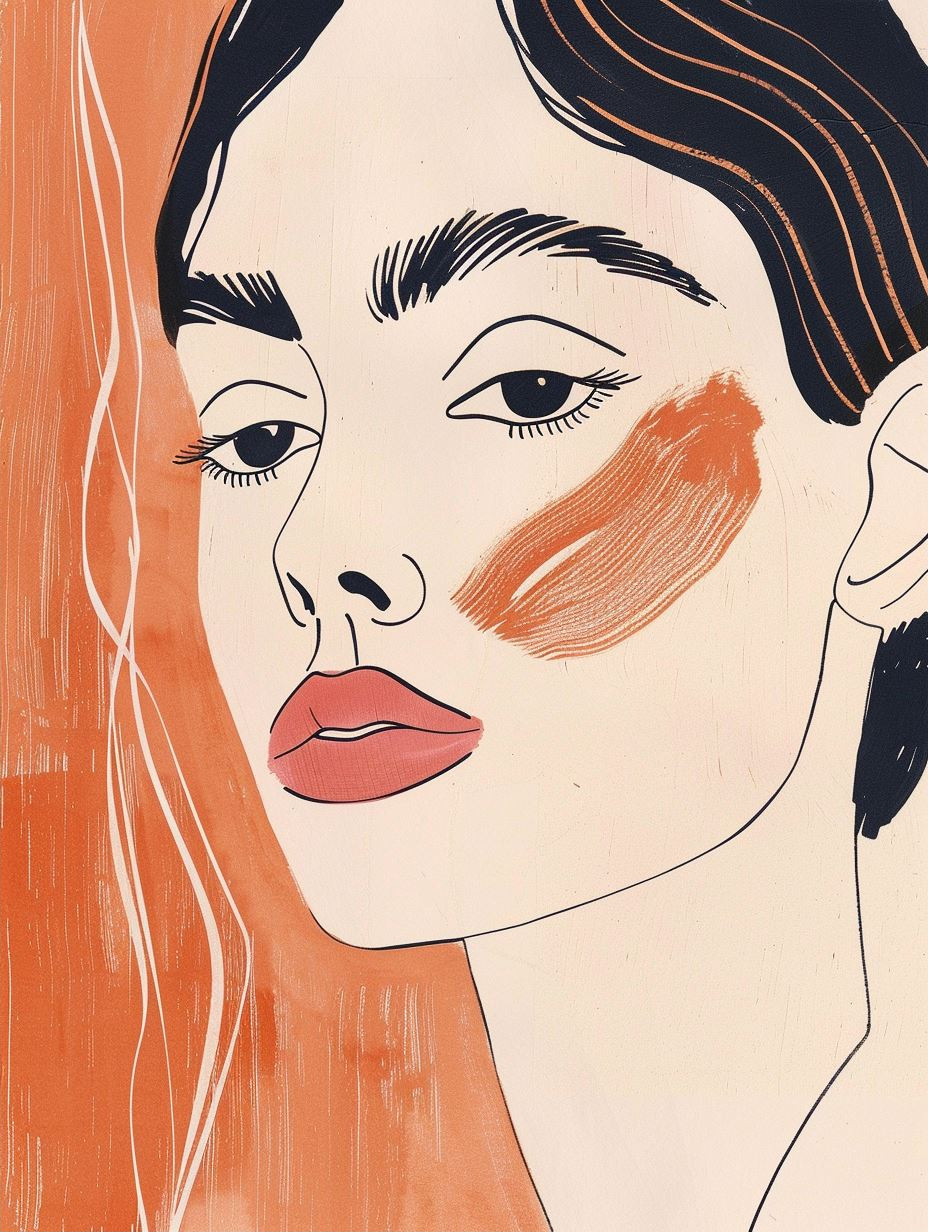 Minimalist Crimson Line Art Portrait - Image 2