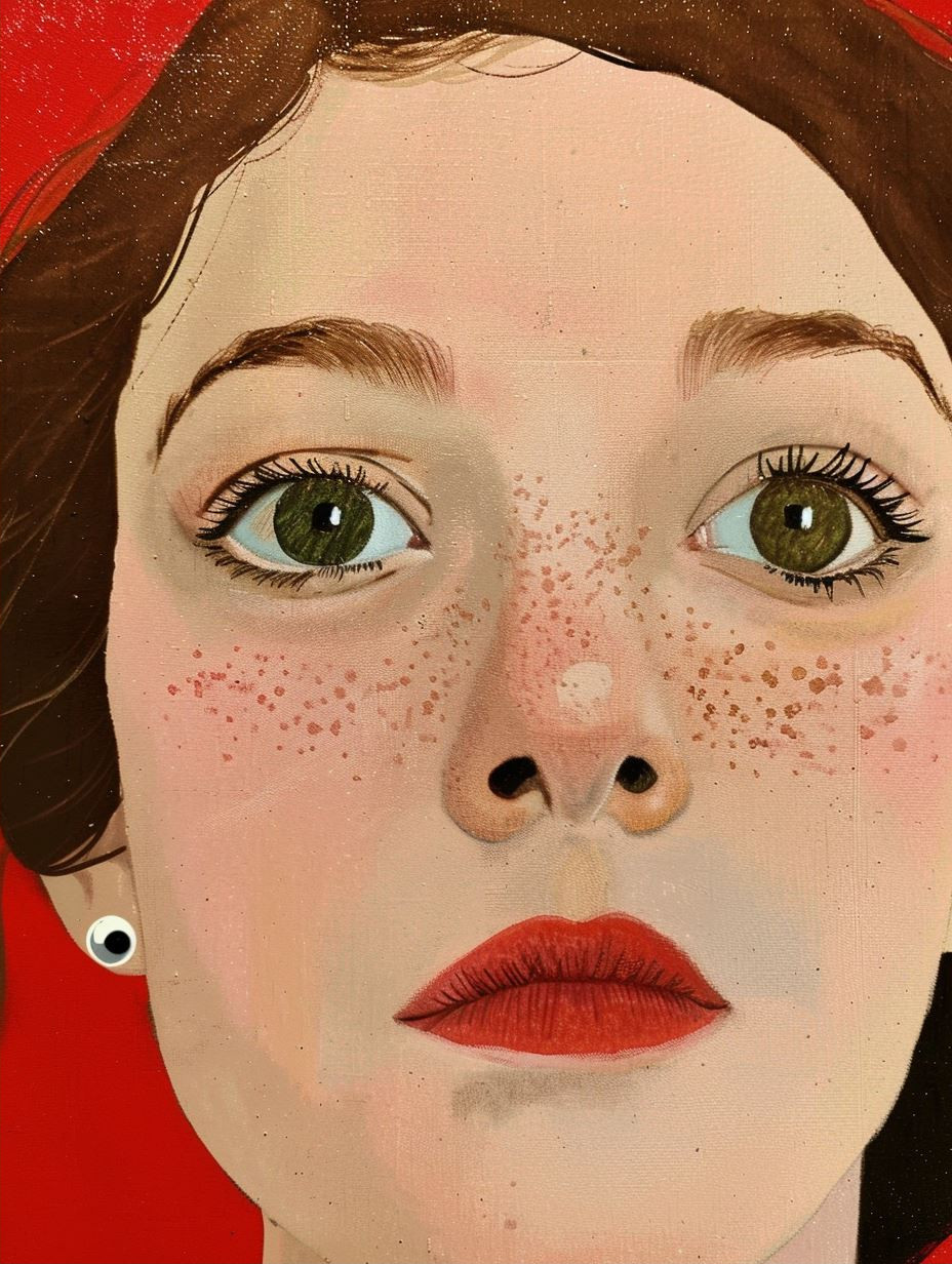Vivid Crimson Portrait Study - Image 2