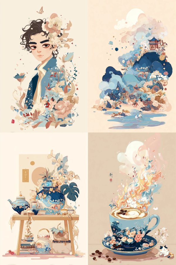 Ethereal Blue Floral Dreamscapes