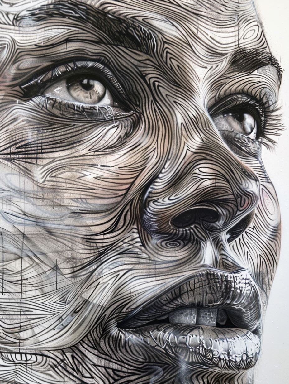 Surrealist Charcoal Portrait Studies - Image 4