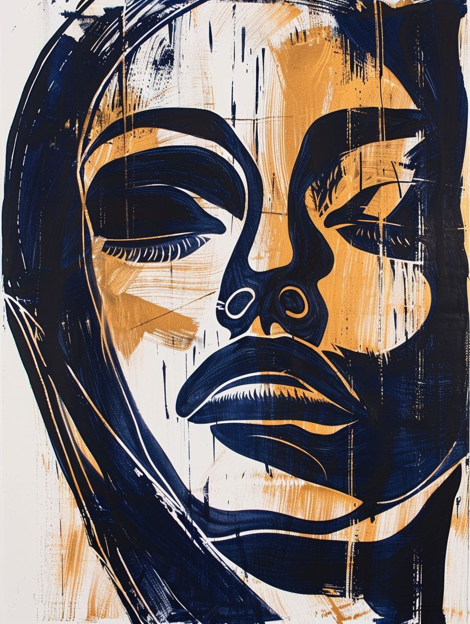 Abstract Blue Portrait Studies - Image 3