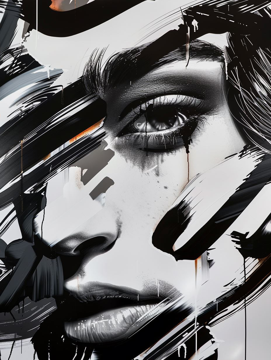 Abstract Orange and Black Portrait Collage - Image 2