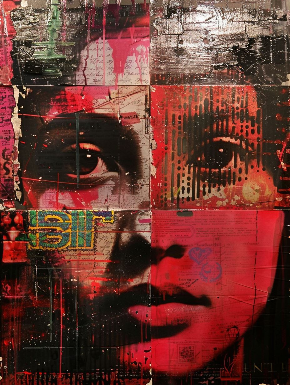 Fragmented Gazes in Crimson - Image 3