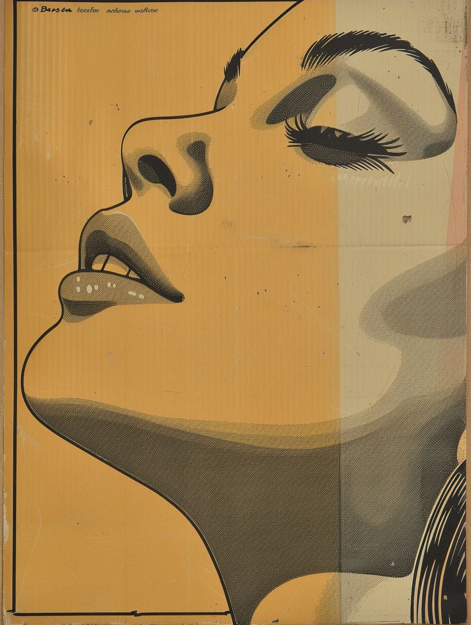 Vintage Noir Linocut Portrait - Image 4