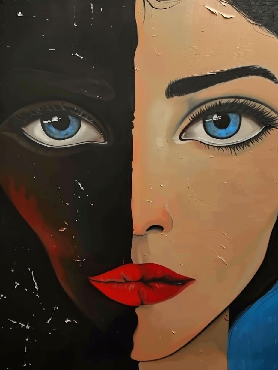 Bold Crimson Noir Portrait - Image 4