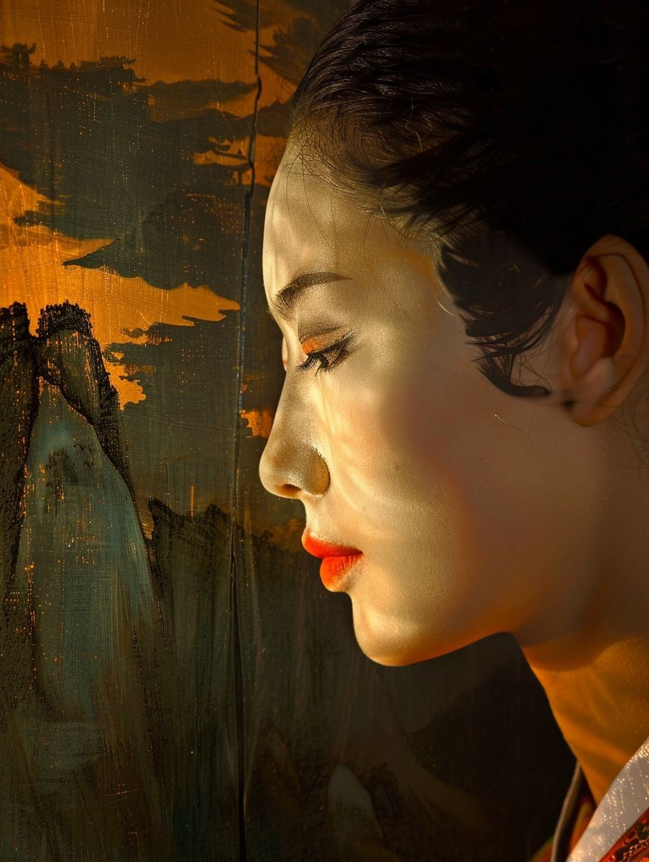 Ethereal Gaze in Ochre Tones - Image 2