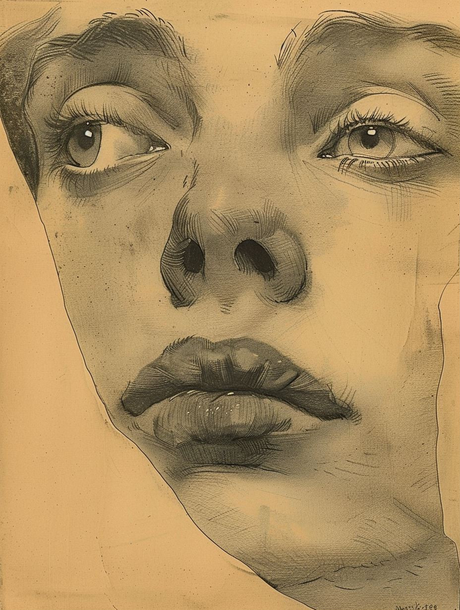 Vintage Charcoal Portrait Studies - Image 1