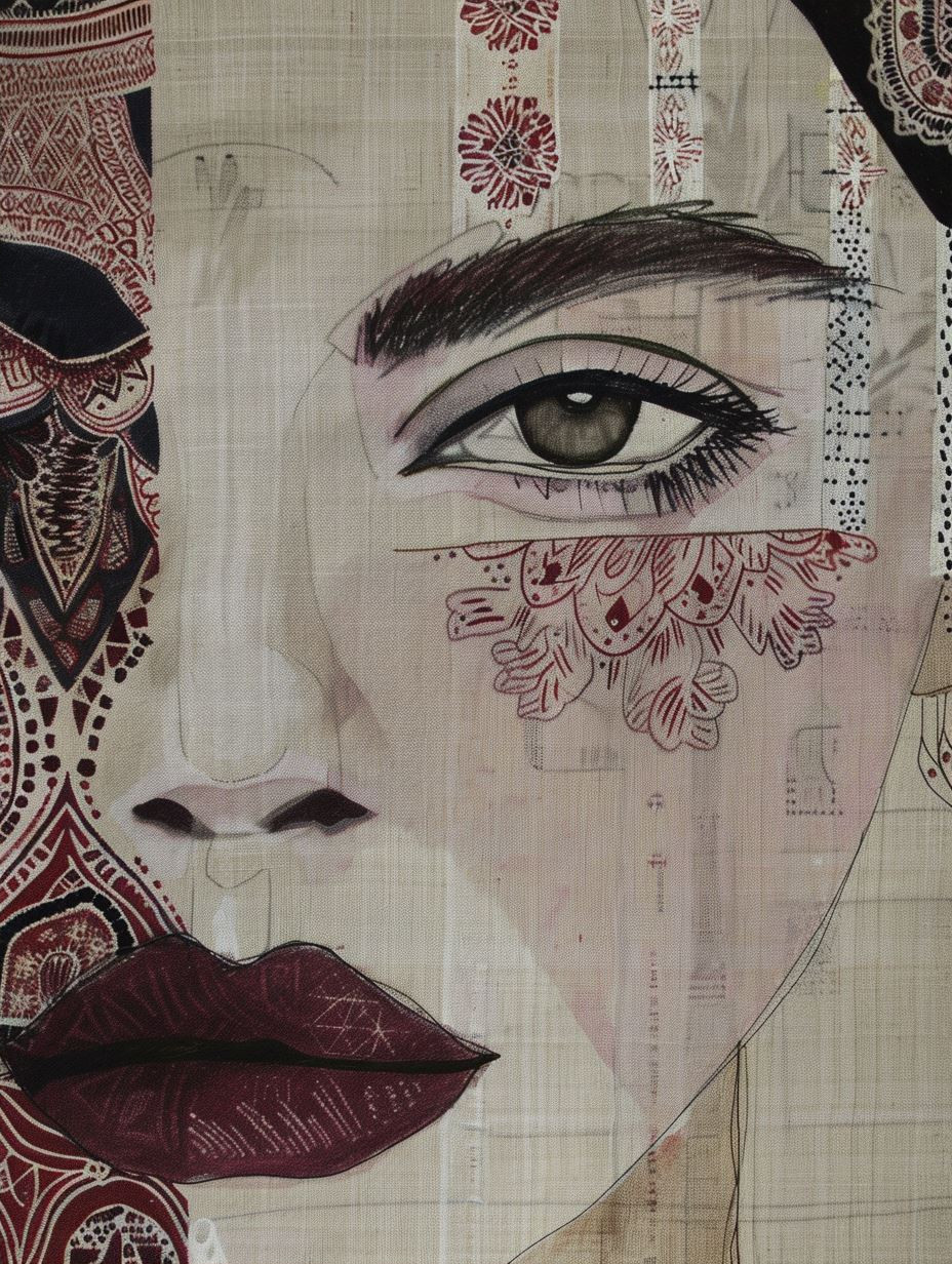 Ethereal Textile Portrait Art - Image 2