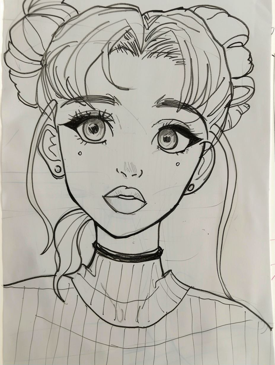 Diverse Stylized Female Portrait Sketches - Image 2