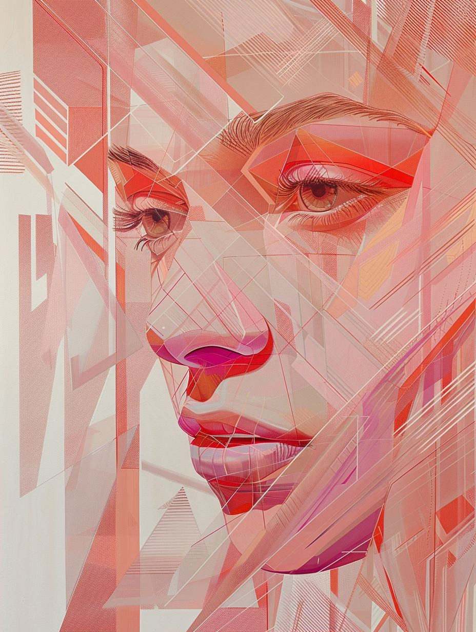 Fragmented Dreams in Coral Hues - Image 2