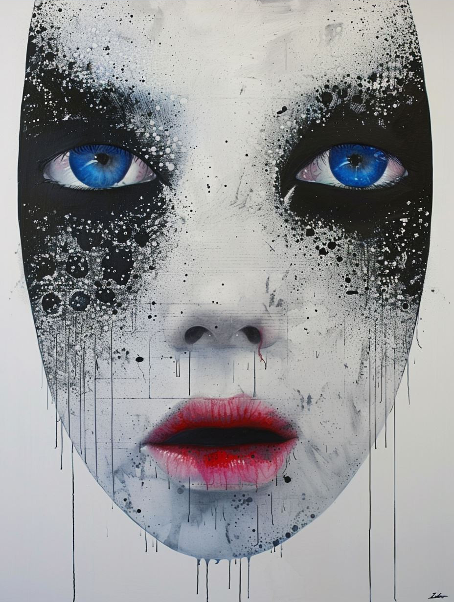 Melancholic Blue Ink Portraits - Image 3