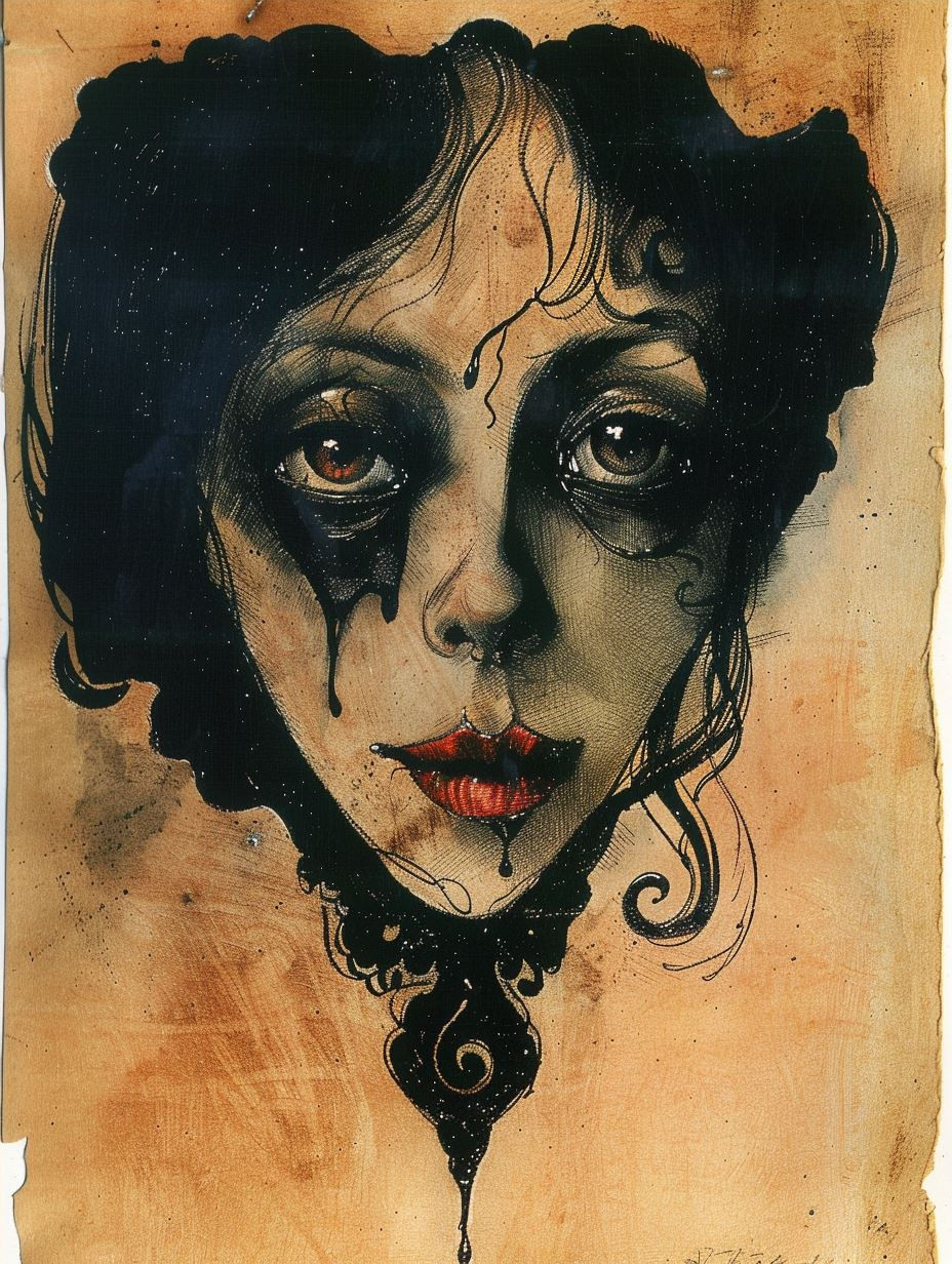 Vintage Gothic Ink Portrait - Image 4