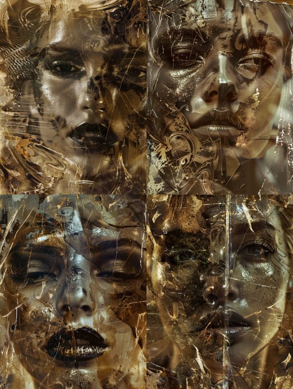 Fragmented Golden Ethereal Portraits