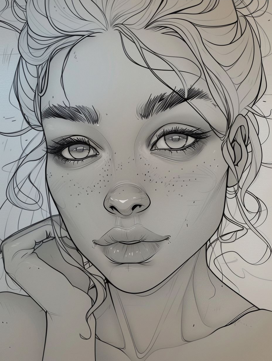Ethereal Gaze: A Study in Line Art - Image 3