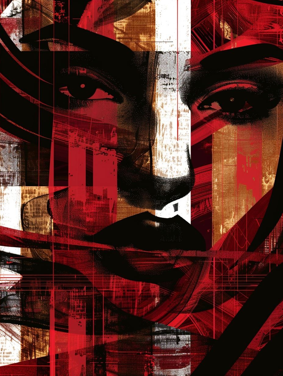 Abstract Crimson Noir Portrait - Image 4