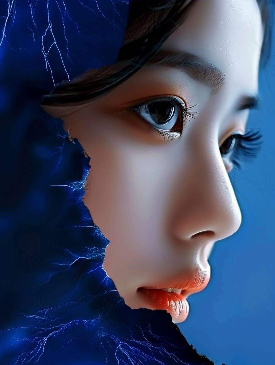 Azure Bloom Ethereal Portrait - Image 3